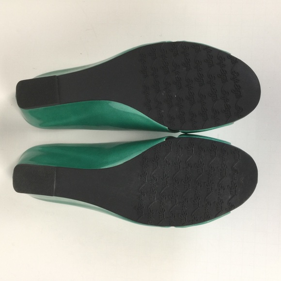 Hush Puppies dk. Aqua patent. open toe wedge 10 - Picture 6 of 7